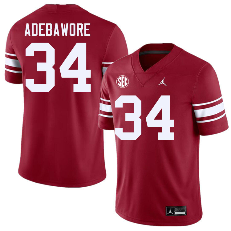 Men #34 Adepoju Adebawore Oklahoma Sooners 2024 SEC Conference College Football Jerseys-Throwback